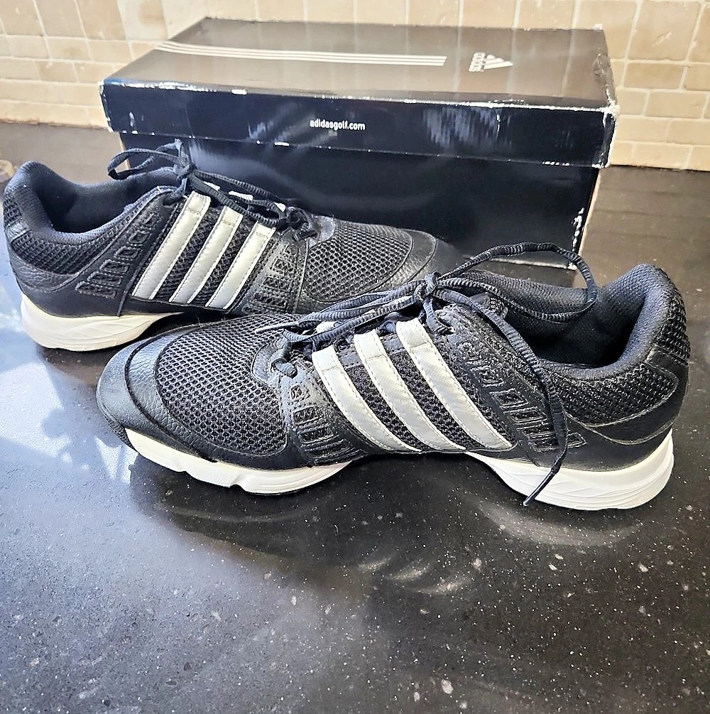 Mens Adidas Tech Response 3.0 Golf Shoes Black, Silver & White US 10.5